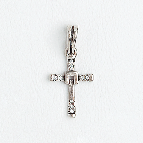Cross Pendant in White Gold Filled with Gemstones