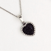 Black Heart Pendant Necklace for Women in White Gold Filled