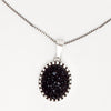 Black Pendant Necklace for Women in Aged White Gold Filled and Druzy Gemstone
