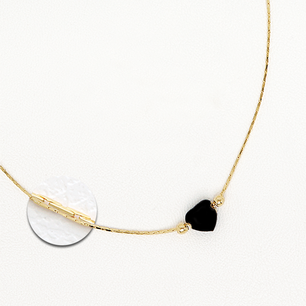 Black Heart Pendant in Yellow Gold Filled Necklace