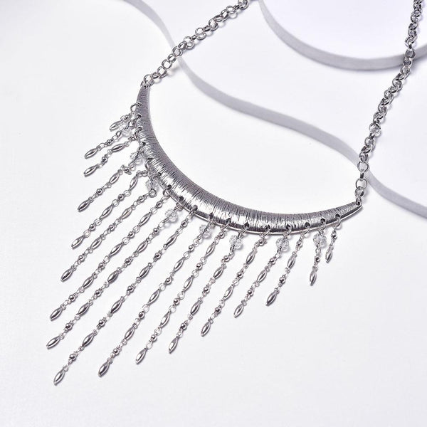 Chains Rain Necklace in Aged White Gold Filled with Glass Beads