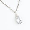 Drop Necklace in Aged White Gold Filled with Cubic Gemstone