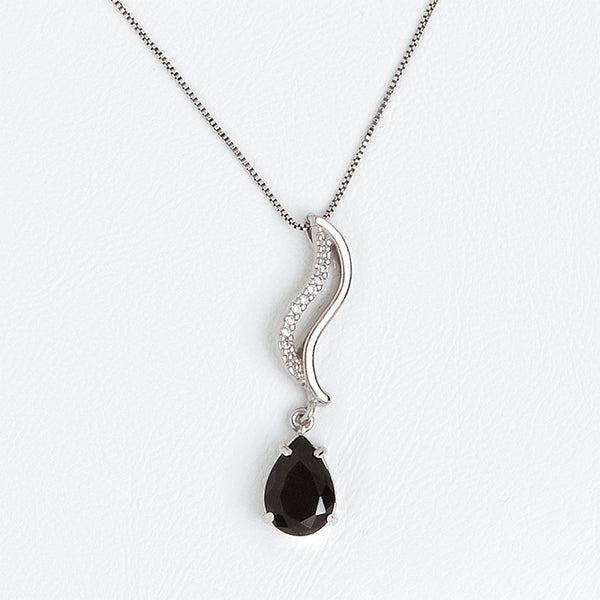 Black Necklace in Aged White Gold Filled with Zircon Gemstones