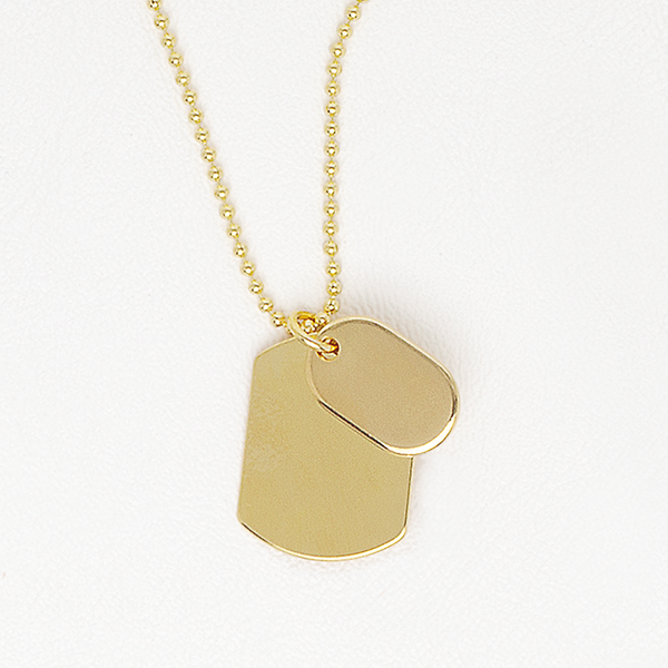 Double Tag Necklace in Yellow Gold Filled