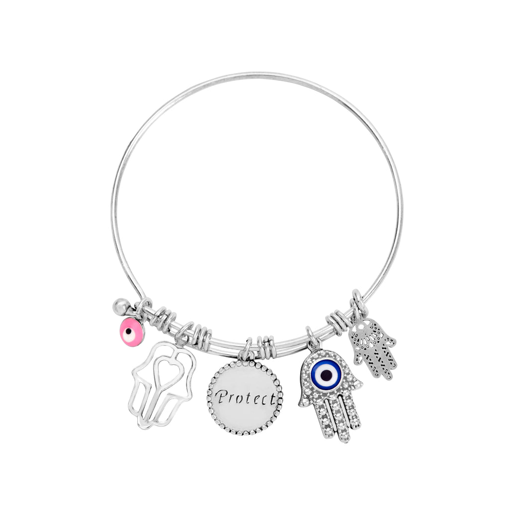 Judith Ripka Sterling Silver Evil Eye Charm Bracelet with White, Black, and  Blue Sapphire | Bloomingdale's