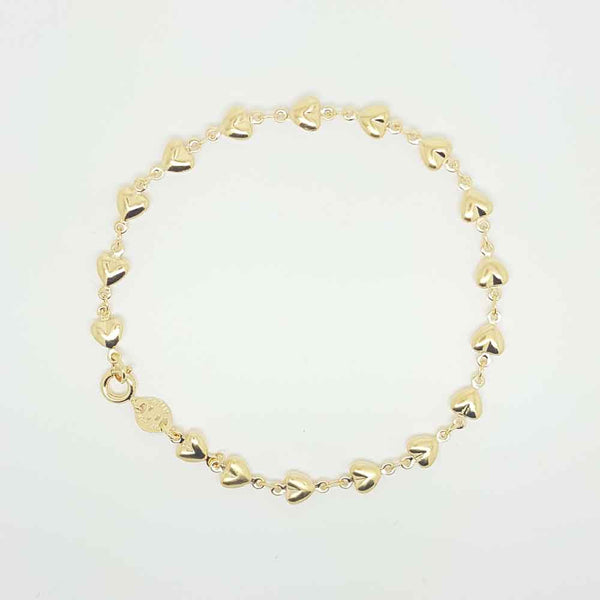 Hearts Chain Bracelet in Yellow Gold Filled