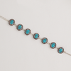 White Gold Filled Bracelet with Natural Turquoise Stones, Oval Link Chain for Women