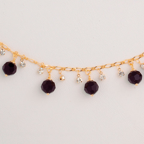 Bracelet in Yellow Gold Filled with Black & Clear Gemstones