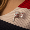USA Flag Pin in Silver Filled with Gemstones